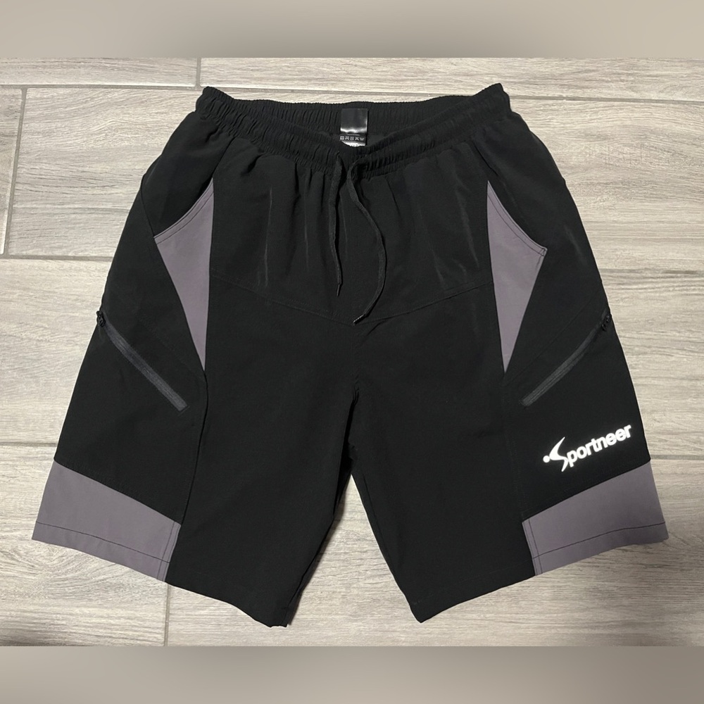 Sportneer Mens Large Black Mountain Bike Shorts 3D Padded w/ 4 Pockets